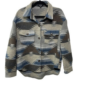Mittoshop Southwestern Shacket Aztec Navajo Blanket Shirt Jacket Cowgirl Women L